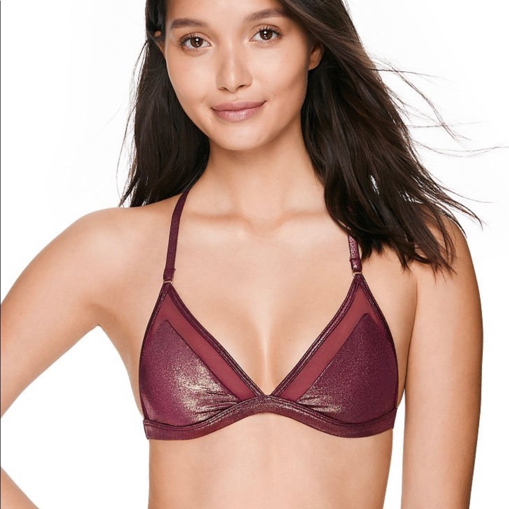 Pink | Shine & Mesh Triangle Bralette